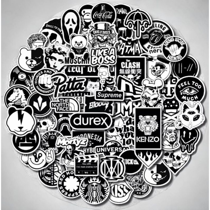 

10pcs STICKER B&W HITAM PUTIH STIKER HELM LAPTOP TUMBLR KEREN PAPER VYNIL BLACK WHITE SKENA WATERPROOF
