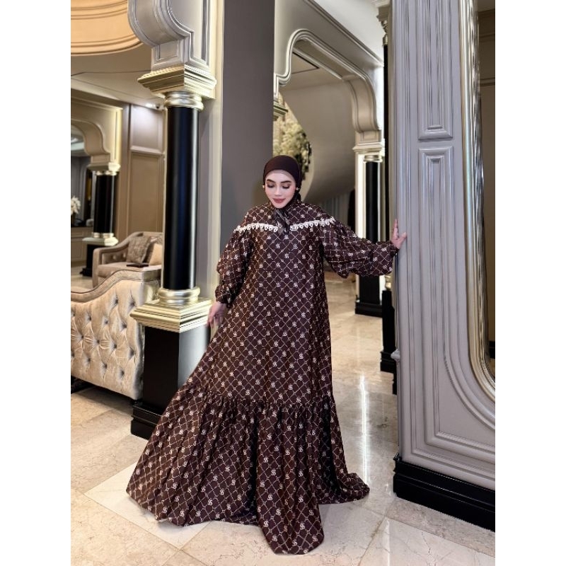 DRESS SUTRA MONOGRAM COKLAT SHELLASAUKIA