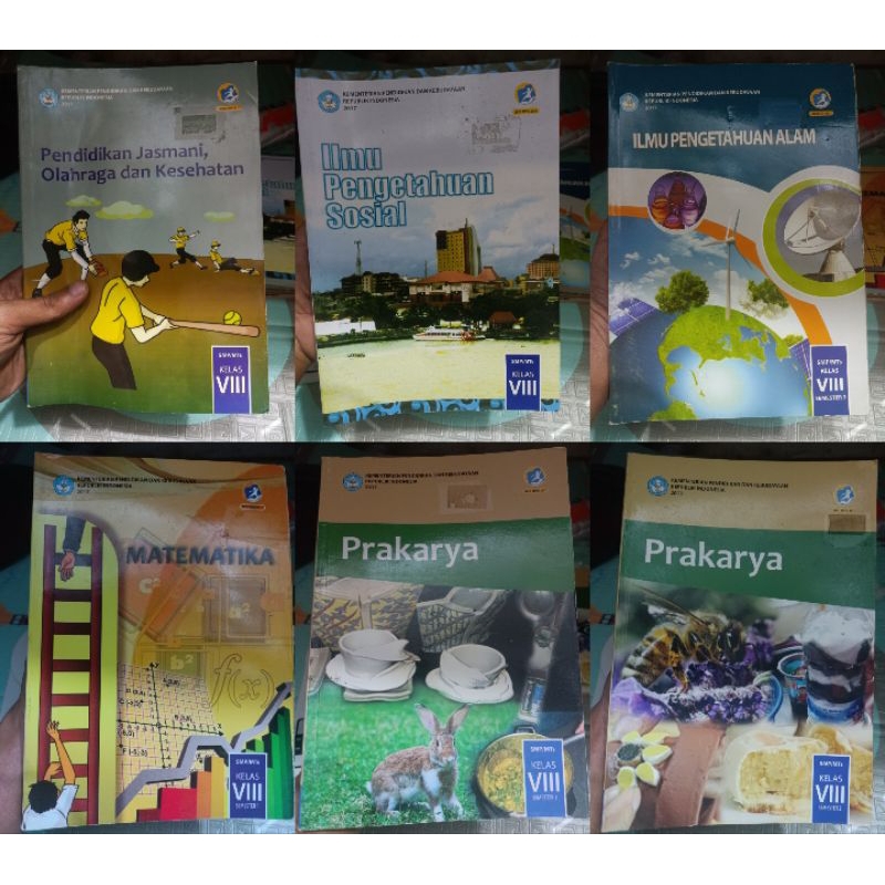 buku pelajaran Kemendikbud  kelas 8 PJK,IPA,IPS,MTK, Prakarya semester 1 semester 2