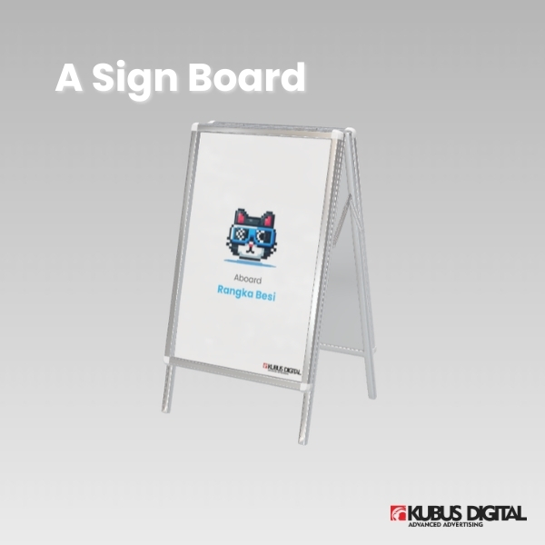 

Sign Board | Custom Design | A Sign Board 100 x 50 cm | Rangka Besi - Kubus Digital