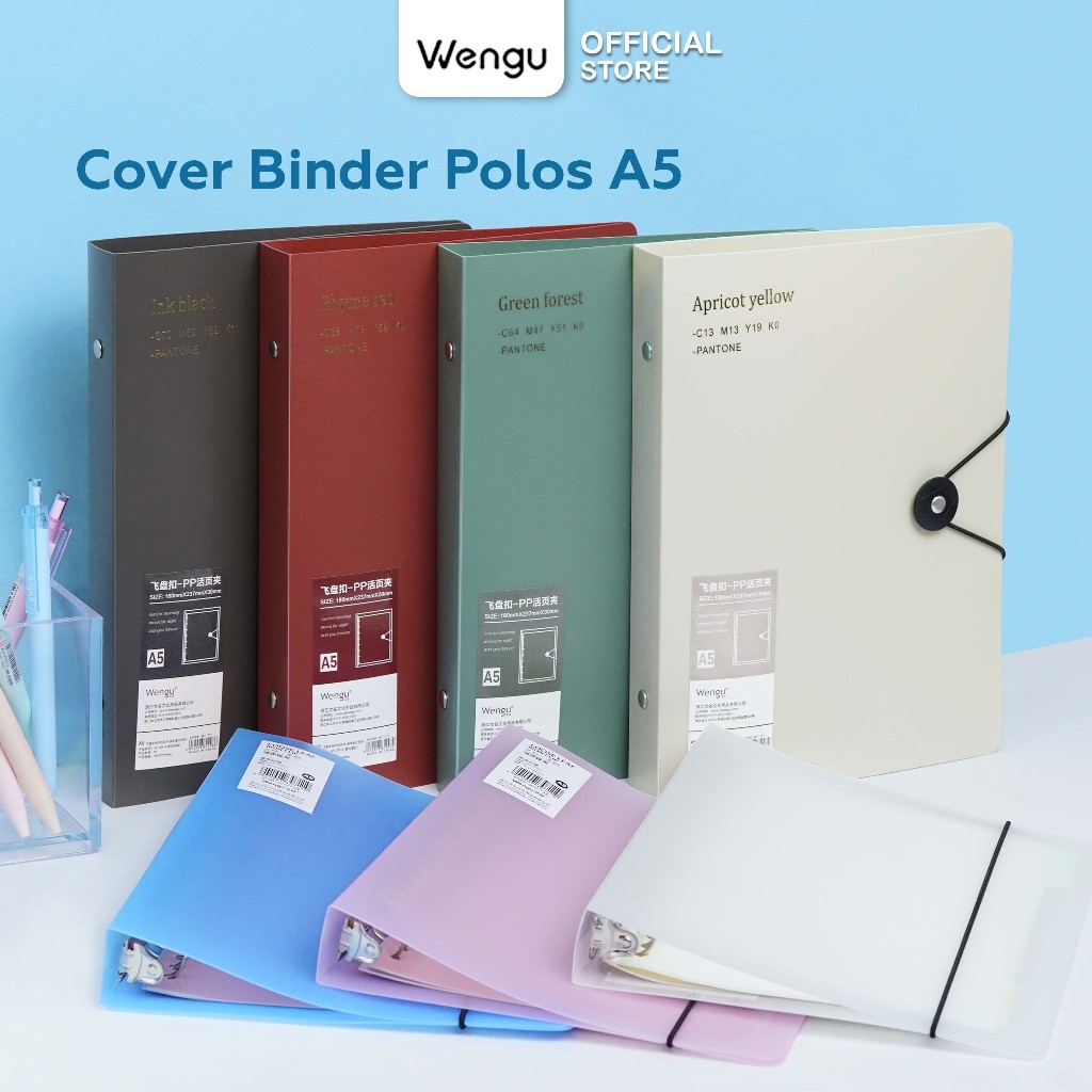 

WENGU Binder Buku A5 Hard Cover Polos Transparan Anti Air Ring Besi A5-20H
