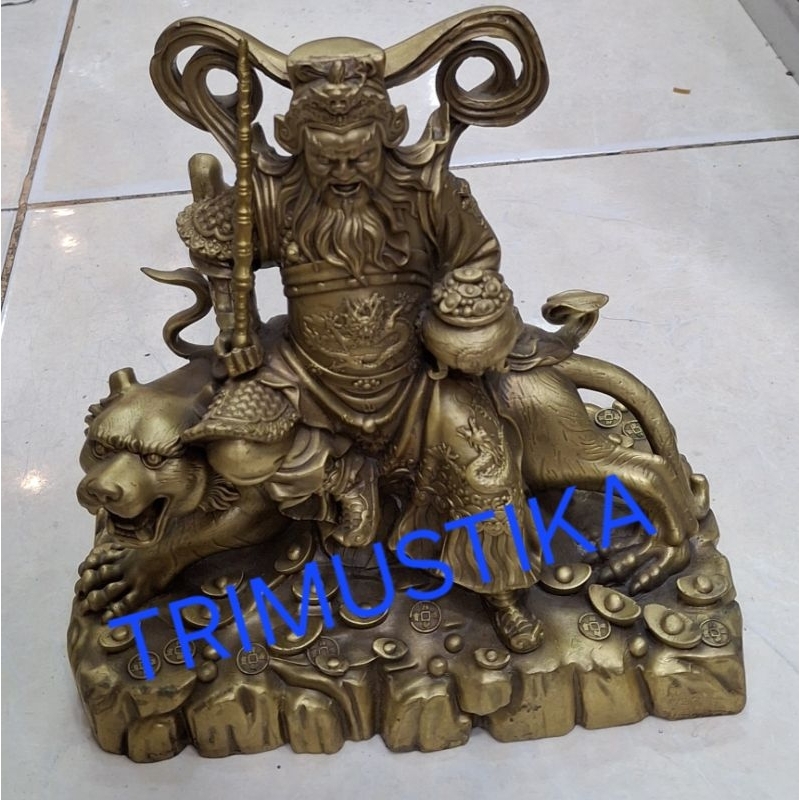 Patung Jai Sen Hitam / Cai Shen Naik Macan / HanTanKong Kuningan