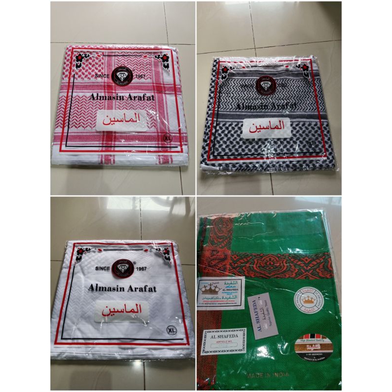 SORBAN PREMIUM / SORBAN ALSHAFEDA KHUSUS HIJAU / sorban kashmir arafat hitam, merah, putih