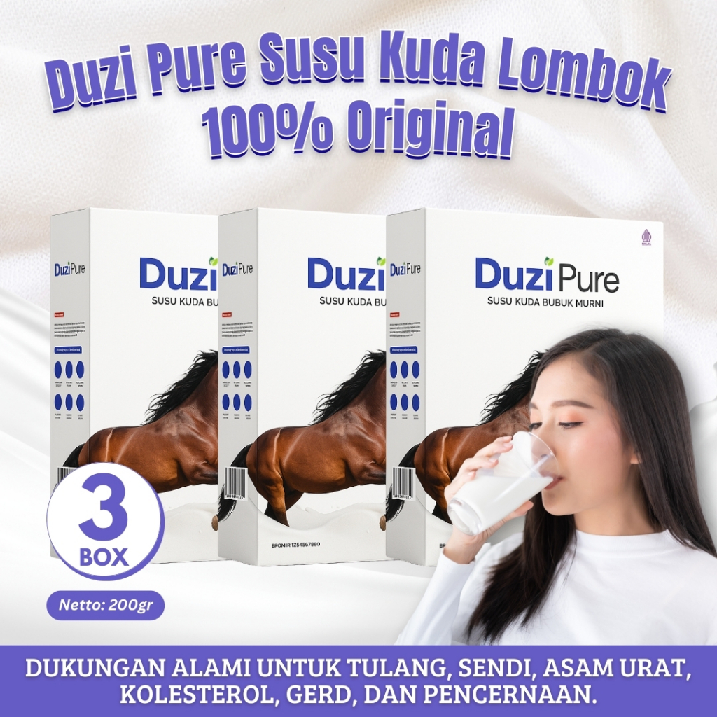 

Duzi Pure - Susu Kuda Liar Lombok Bubuk 200 Gram 3 Box