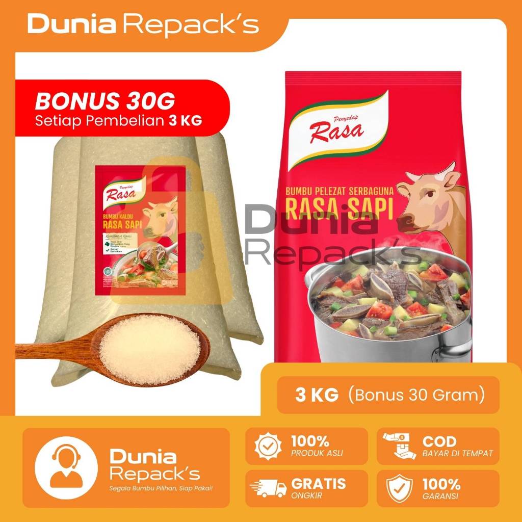 

Kaldu Sapi Penyedap Rasa Repack Kemasan 3KG Asli Original 100% Murni Tanpa Campuran