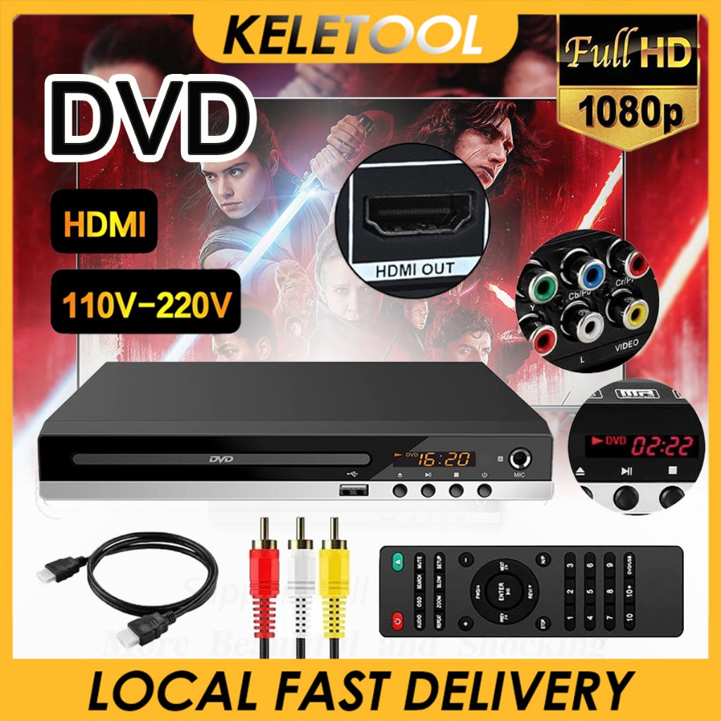 DVD Media Player 1080P Pemutar DVD CD HD VCD USB 110V-240V Multimedia Digital Dukungan Digital Karao