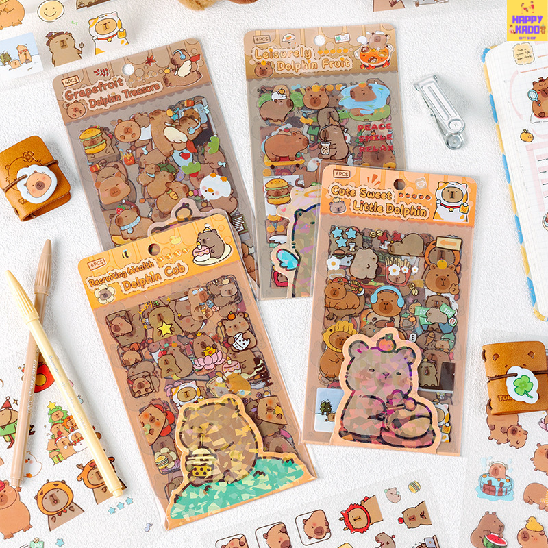 

Collect Happiness Capybara Sticker Theme isi 6 lembar stiker cantik dekorasi design capybara lucu