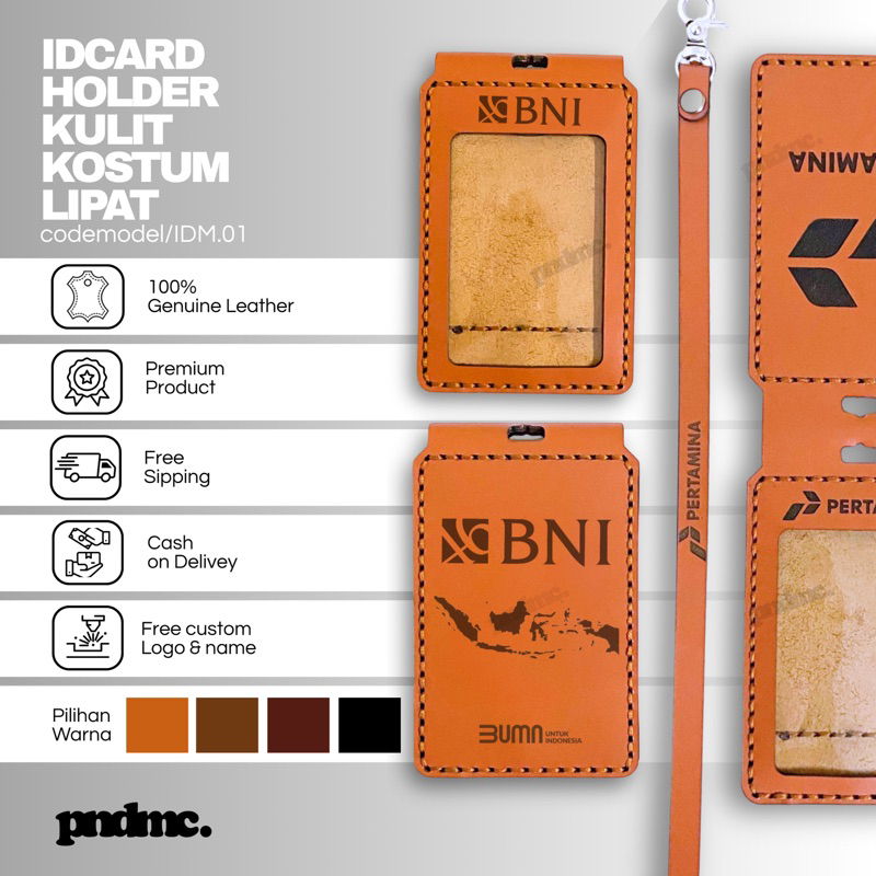 

IDM2.01/PNDMC. NAME TAG ID CARD HOLDER KULIT MAGNET LIPAT GRATIS CUSTOM LOGO DAN NAMA INSTANSI
