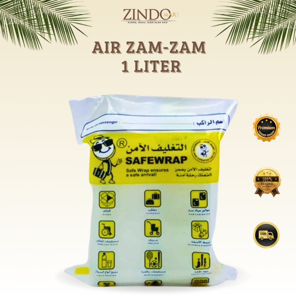 

AIR ZAM-ZAM BOTOL 1 liter & 80ml ASLI ORIGINAL SAFEWRAP / OLEH-OLEH HAJI UMROH GIFT SOUVENIR MEKAH