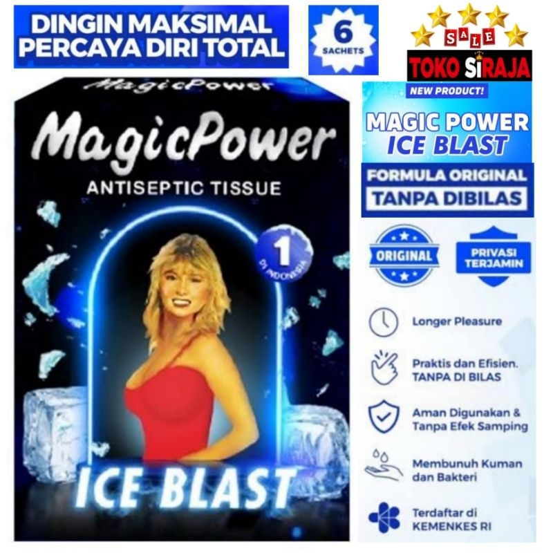 MAGIC POWER TISU ICE BLAST 1 BOX 6 SACHET / ANTISEPTIC TISSUE MAGIC ICE BLAST 1 BOX 6 PC