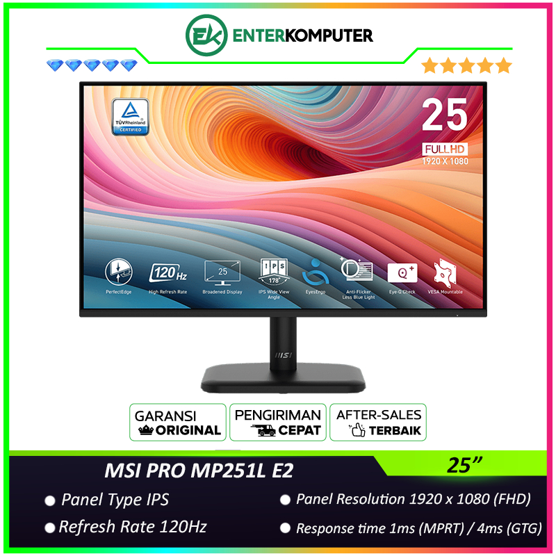 MSI PRO MP251L E2 24.5" FHD IPS 120Hz Productivity Monitor / Monitor 25 Inch