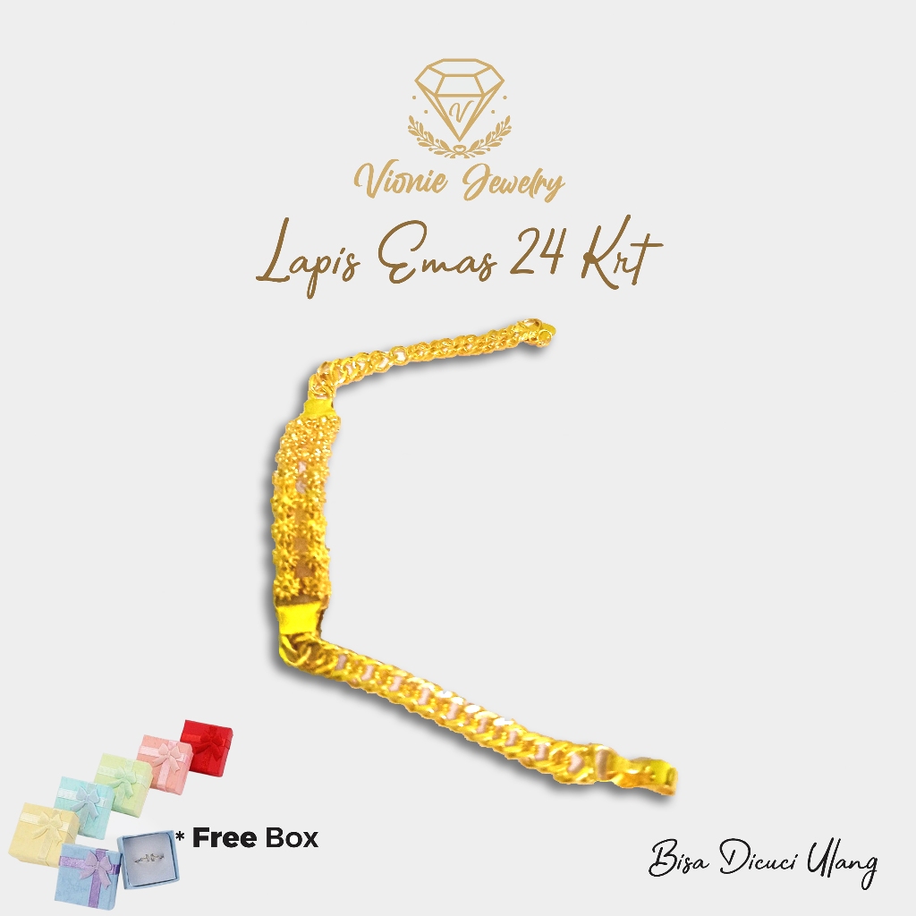 Gelang Matahari Lapis Emas 24krt Gelang Tangan Wanita Replika Perhiasan Premium