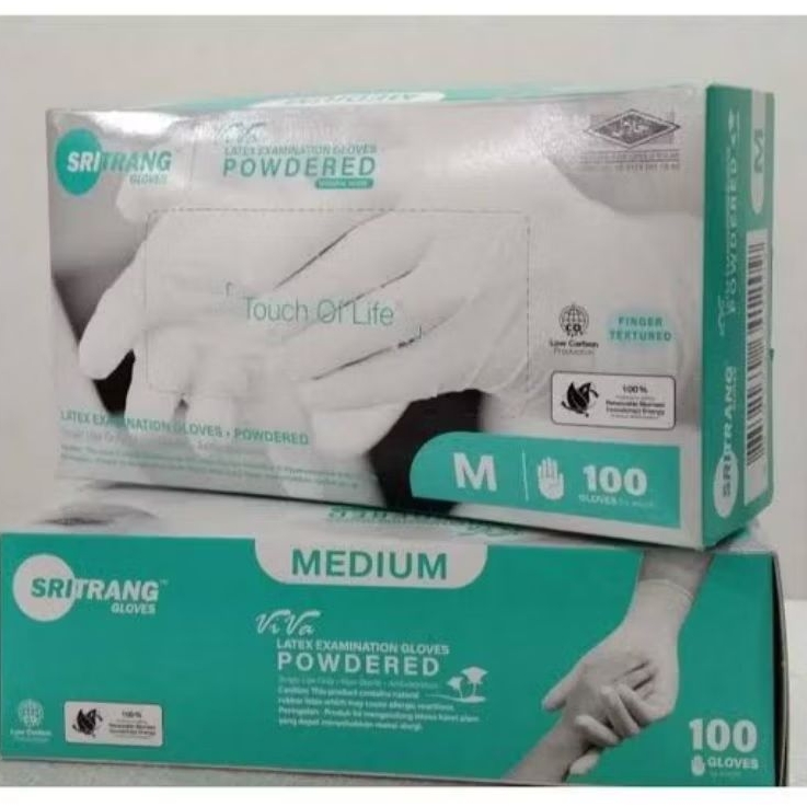 Handscoon Non Steril Sritrang / Sarung Tangan Latex (Perbox isi 100 pcs)