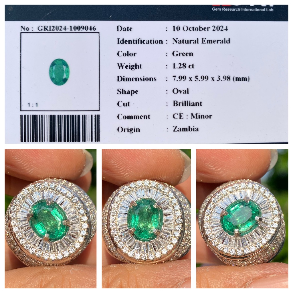 Natural 1.28ct green emerald zamrud zambia minor Hq