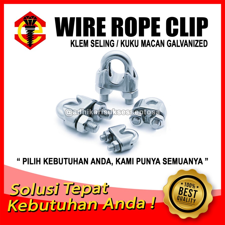 Galvanis / Klem Seling M8 / Wire Rope Clip 5/16" / Clamp Kuku Macan 8 MM