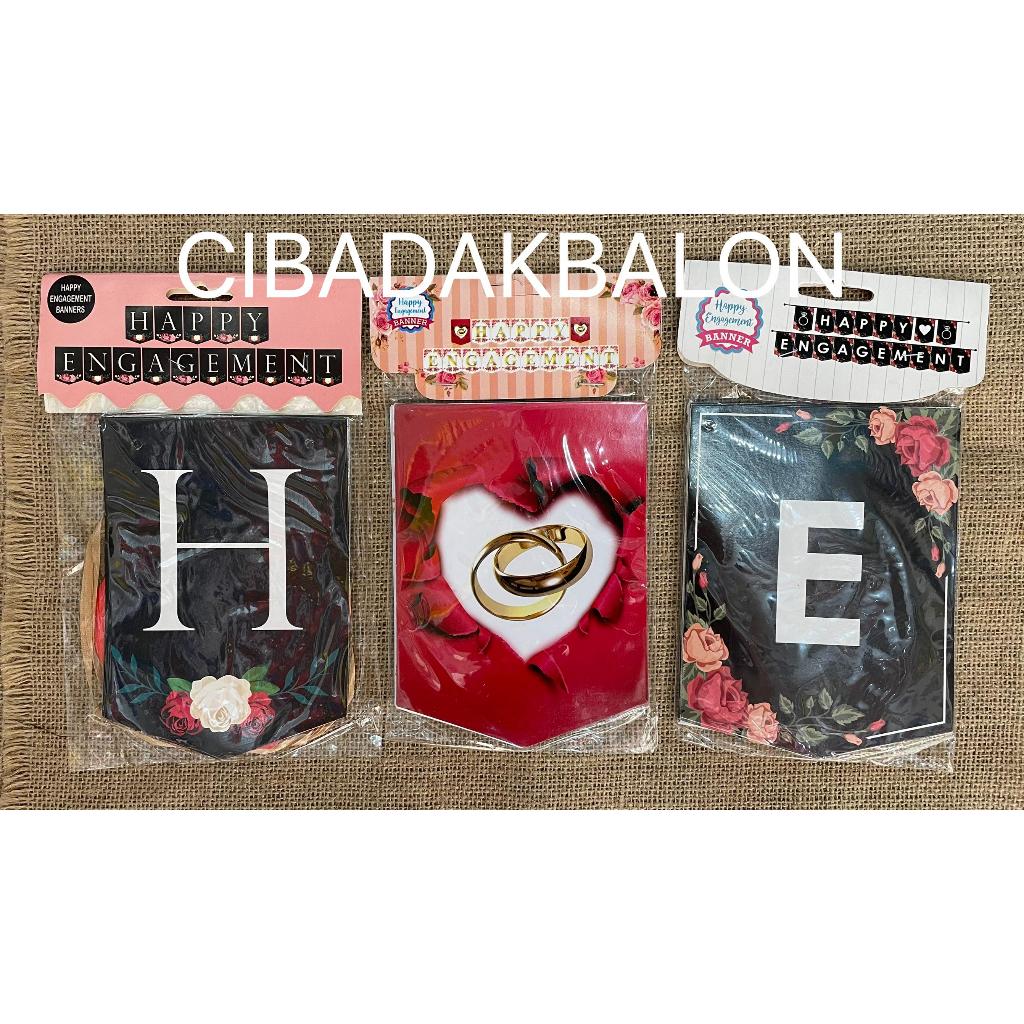 Banner Happy Engagement / Hiasan Dekorasi Pesta Tunangan