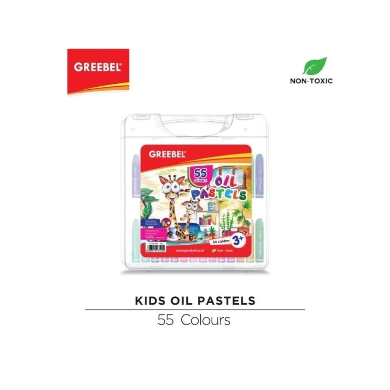 

GREEBEL Crayon Krayon Kids 55 Warna CS / Kids Oil Pastel 55CS (KOP55CS) Crayon Set Mewarnai Profesional