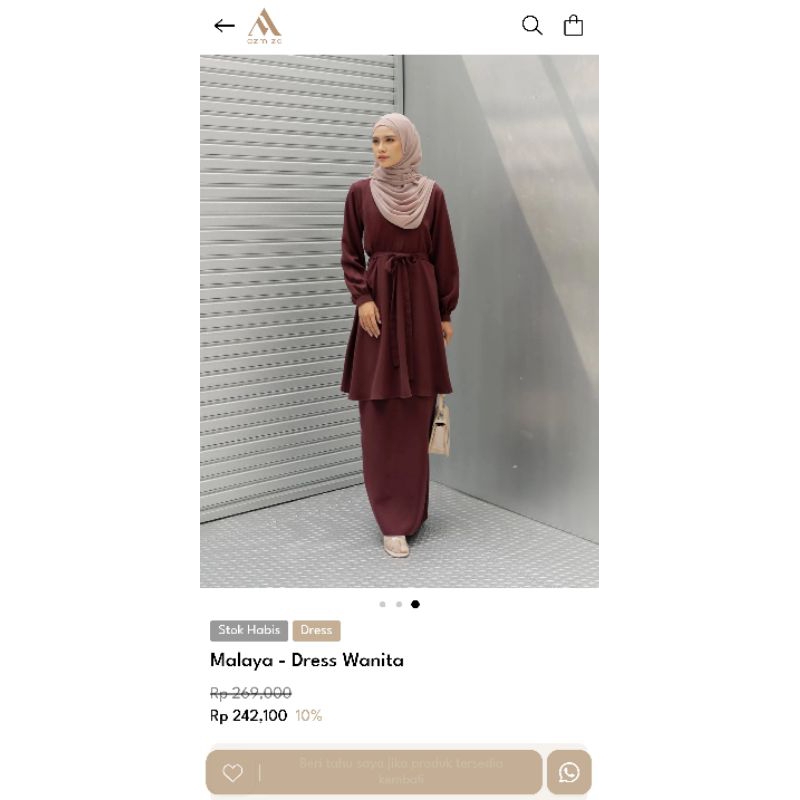 Malaya Dress Azmiza Dark Wine M Ready (Original produk by azmiza)