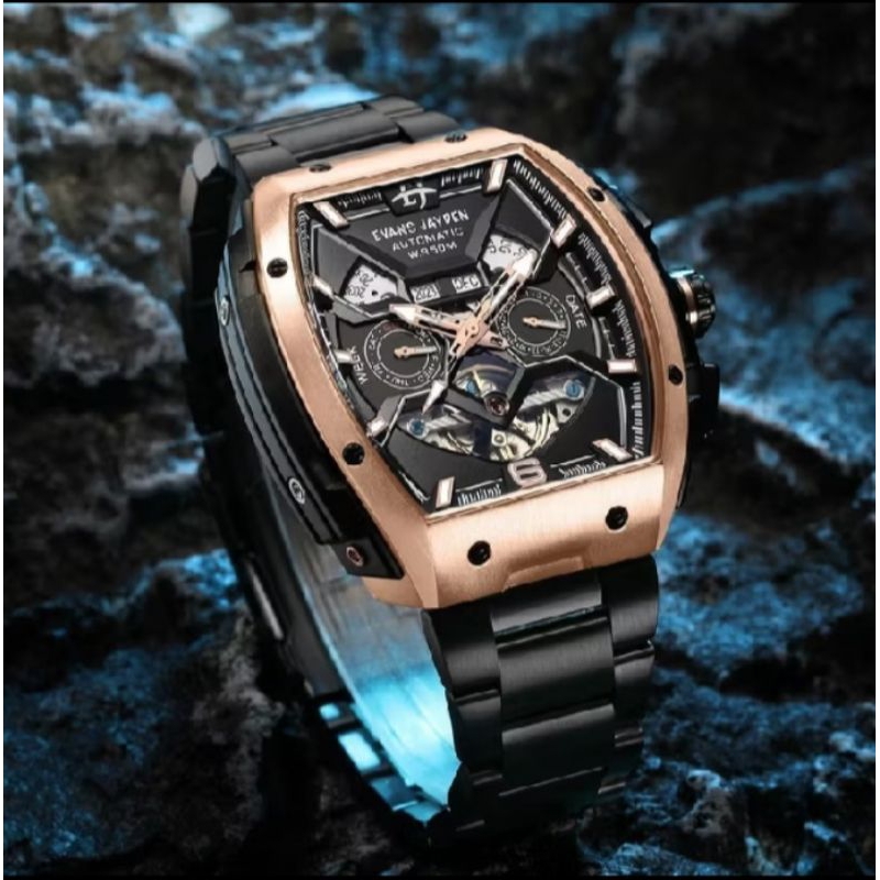 Jam tangan Evans Jayden Jam Tangan Pria 9620 Rantai Automatic Stainless Kaca Safir 5 ATM