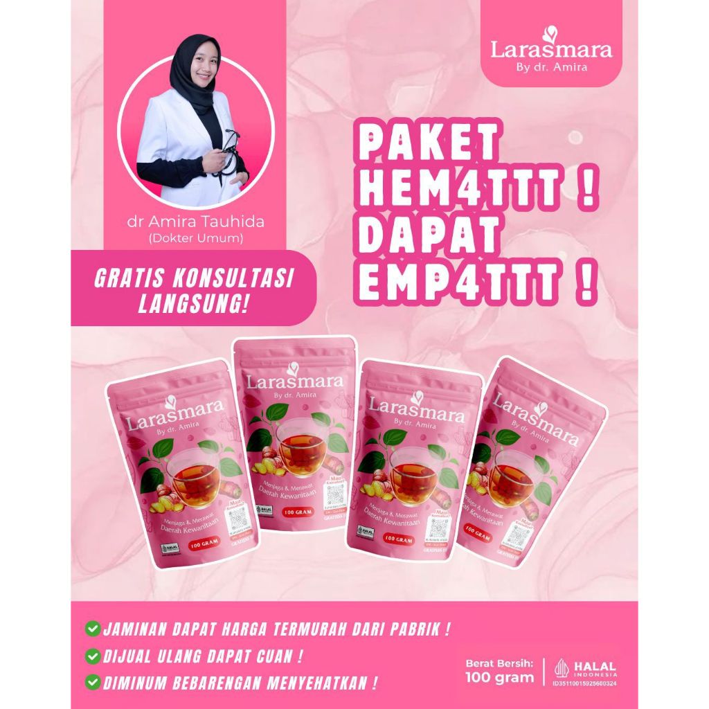 

LARASMARA - Rapet Miss V - 4 pcs - Minuman Jamu Ayu Herbal Instan untuk Membantu Merawat dan Menjaga Kesehatan Daerah Kewanitaan