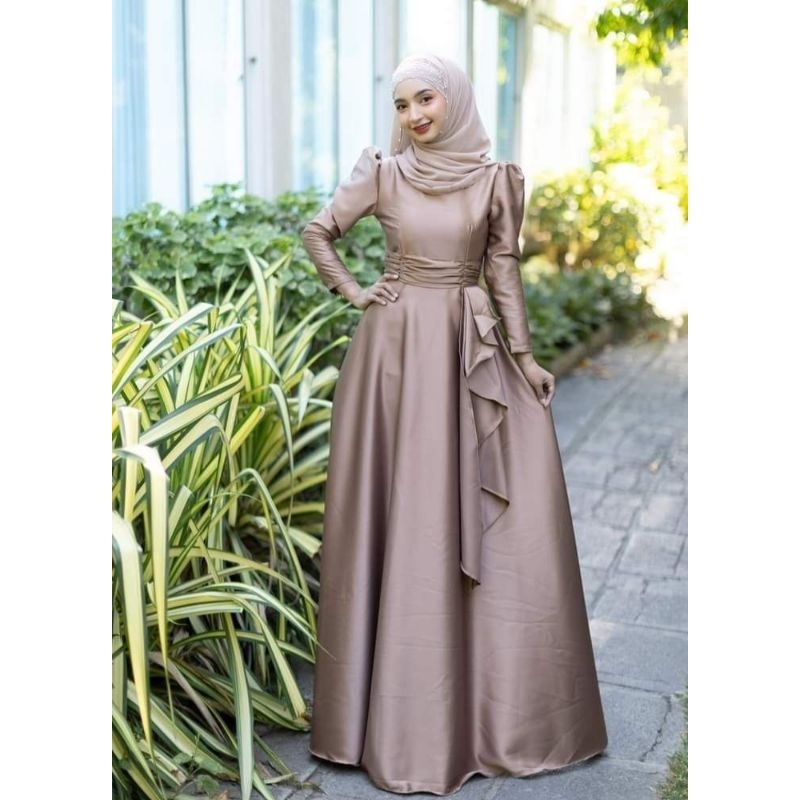 Maeva Dress Silk - Dress pesta gamis kondangan custom seragam bridesmaid couple prewedding
