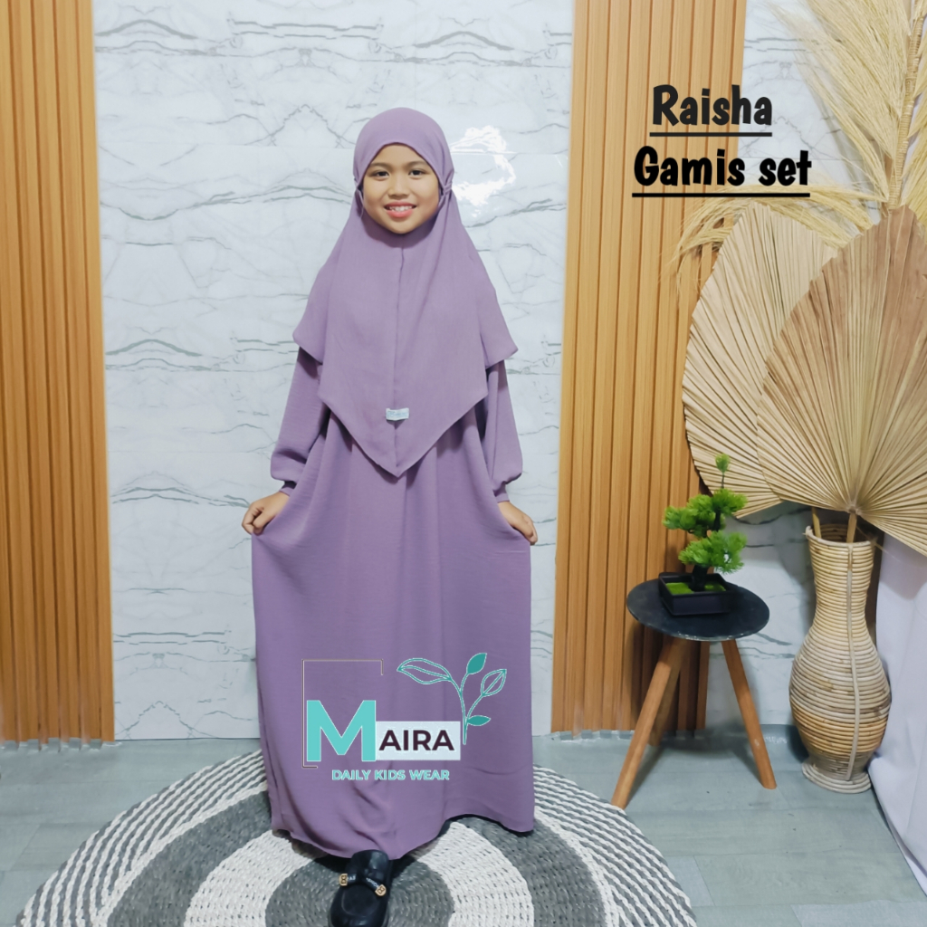 Gamis Raisha Anak Perempuan Baju Muslim Anak Gamis Set Dress Burgundy