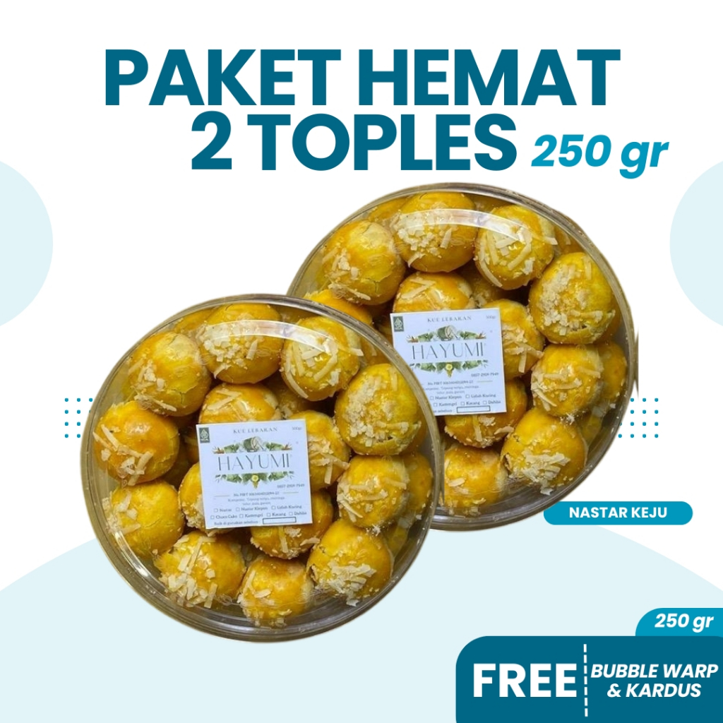 

Kue Kering Nastar Keju Mix 2 Toples Ukuran 250 Gram Homemade Produksi Rumahan Tanpa Pengawet