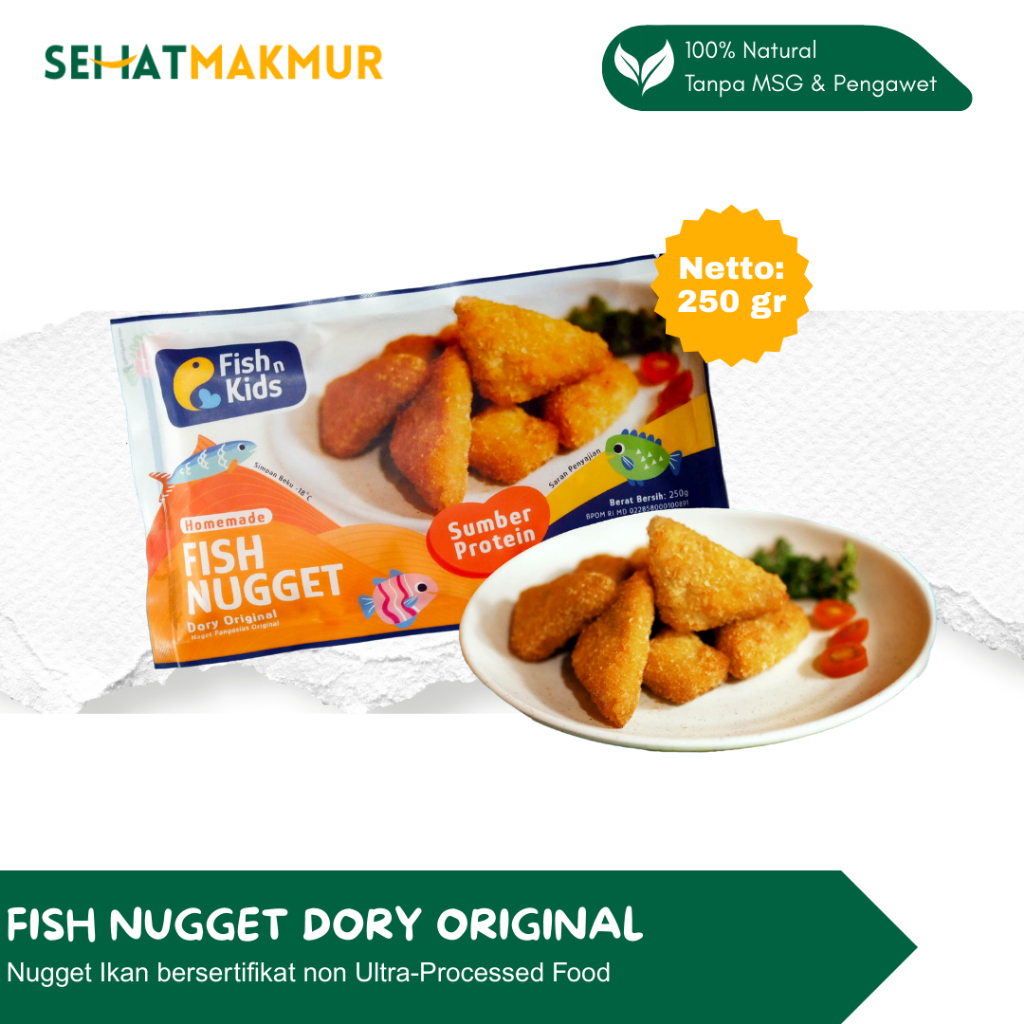 

Fish n Kids - Fish Nugget Dory Original (Nugget Ikan Homemade, Non UPF, Tanpa MSG & Pengawet)