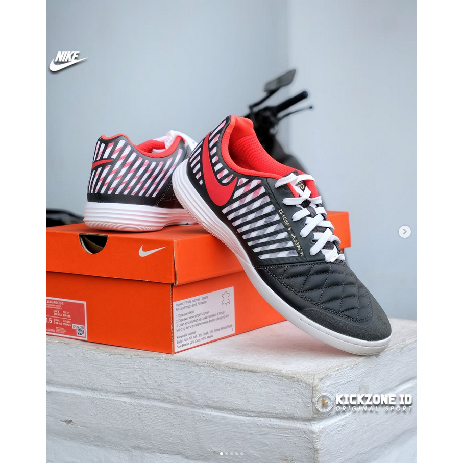 Sepatu Futsal Nike Lunar Gato II - Anthracite Infrared White 580456-061 Original BNIB