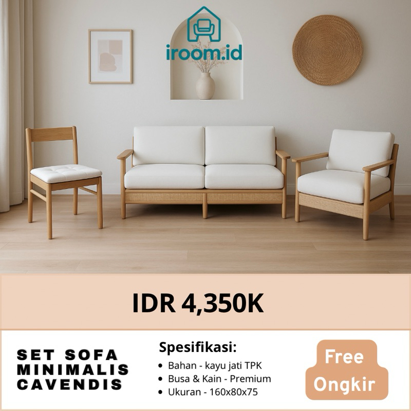 SET SOFA MINIMALIS CAVENDISH | KURSI KAYU | SOFA KAYU JATI | SOFA MINIMALIS | SOFA RUANG TAMU | SOFA