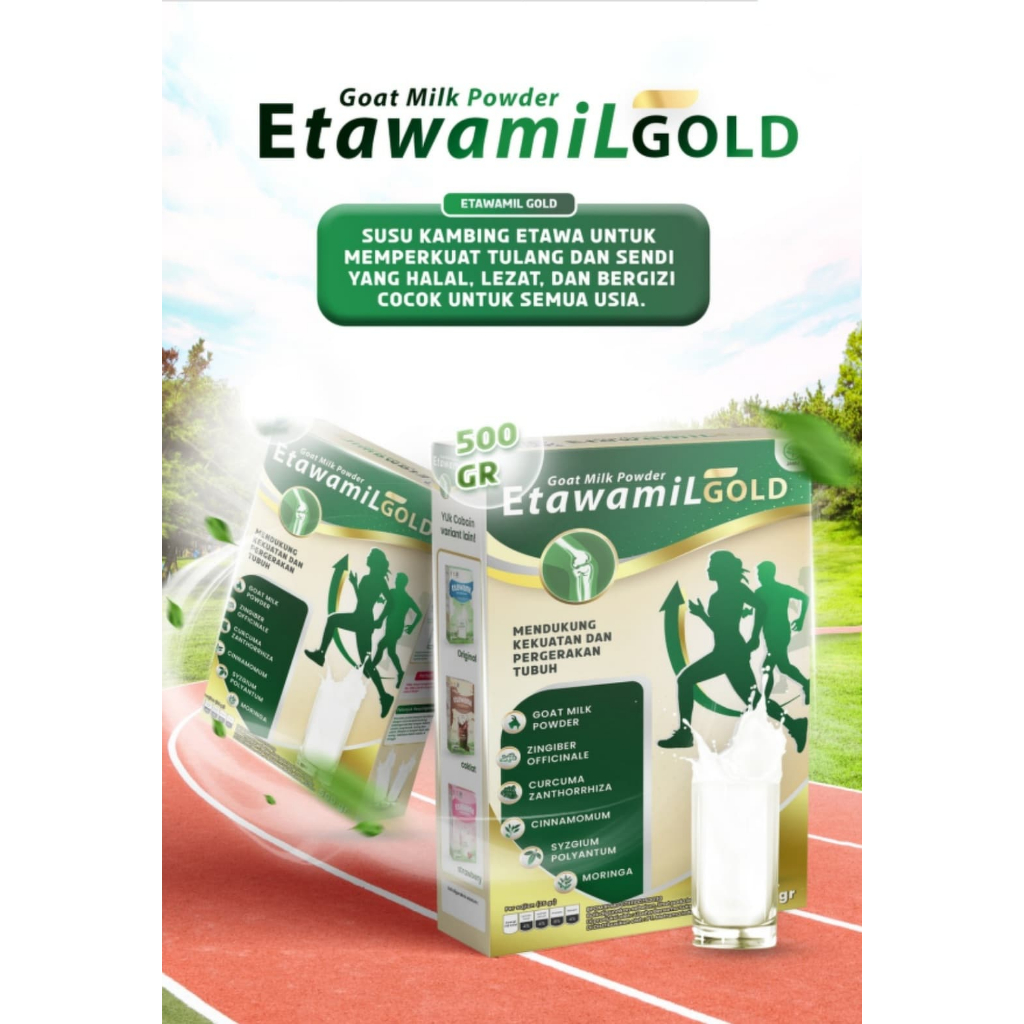 

ETAWAMIL GOLD Susu Kambing Etawa Bubuk Herbal - Sendi Tulang Cegah Osteoporosis Halal | 500 gram