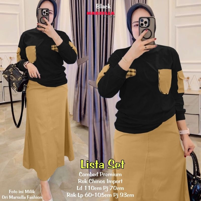 balenci one set rok alfashion ootd korean style one set murah rok span rajut kemeja putih crop knit 
