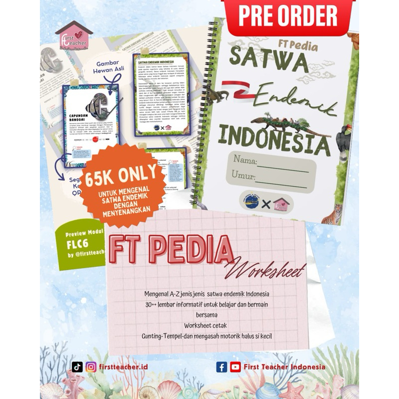 

Worksheet anak TK playgroup preschool hewan endemik Indonesia First Teacher FTpedia