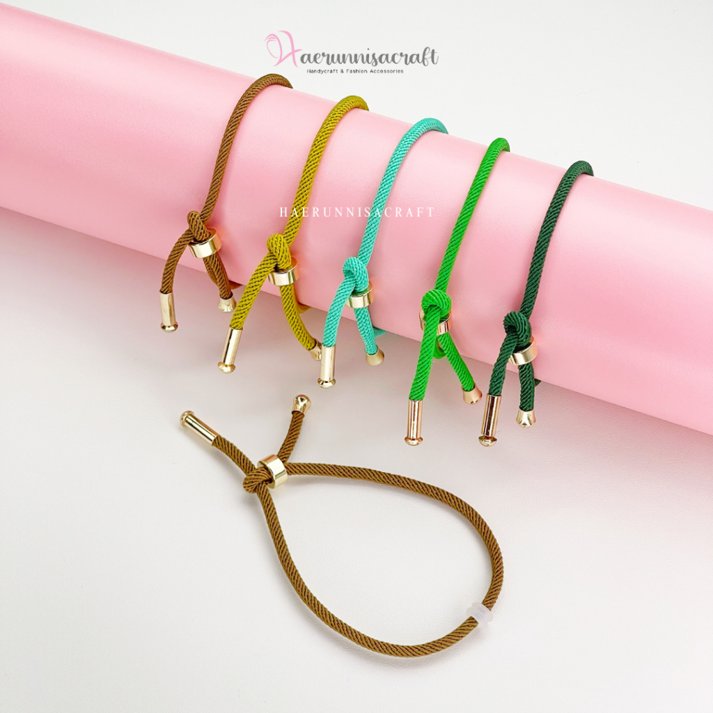 Gelang Serut Tali Polos Hongkong Anak Dewasa Pandora Import free 2 Karet Stopper