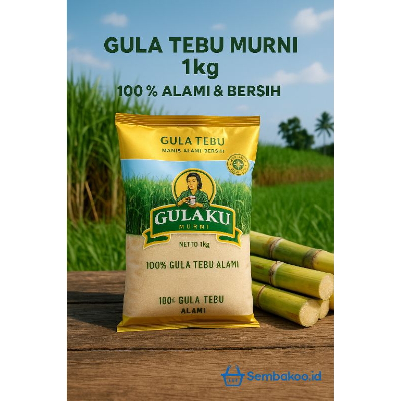 

Gulaku Murni 1kg | Gula Tebu Alami 100% Asli | Manis Sehat untuk Masakan & Minuman | Sembakoo.id
