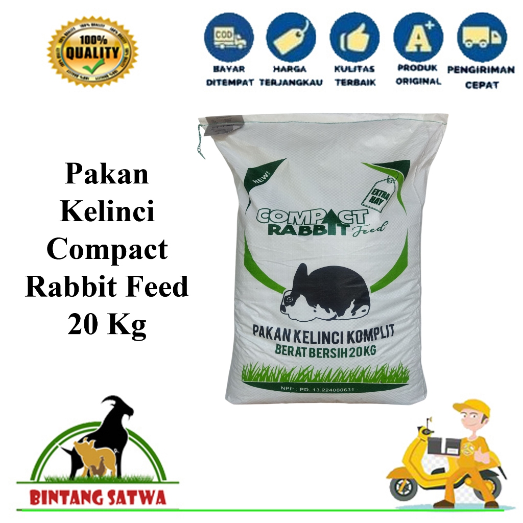 Pelet Compact Rabbit Feed Pakan Kelinci Extra Hay 20 Kg