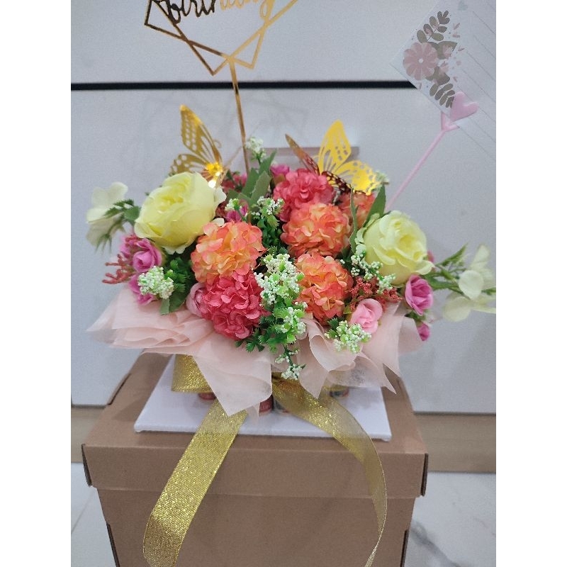 Bloom flower money cake box ulang tahun bunga anniversary