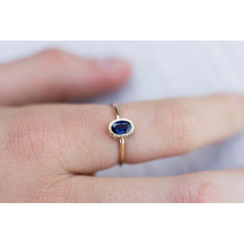 cincin emas wanita model permata zircone biru