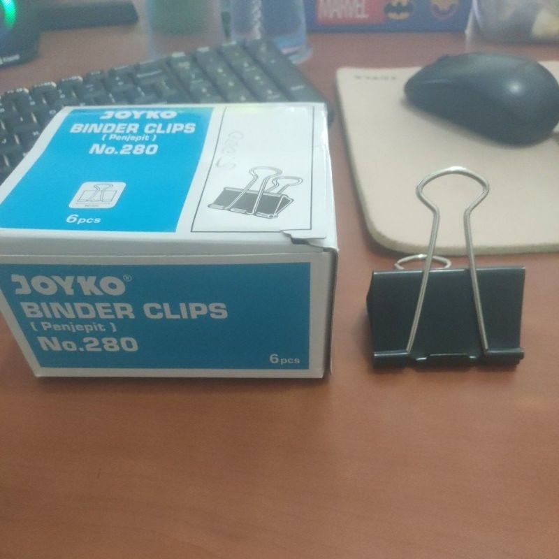 

binder clip ,penjepit kertas ukuran besar joyko No 280 6 mm/6 cm harga 1 pcs