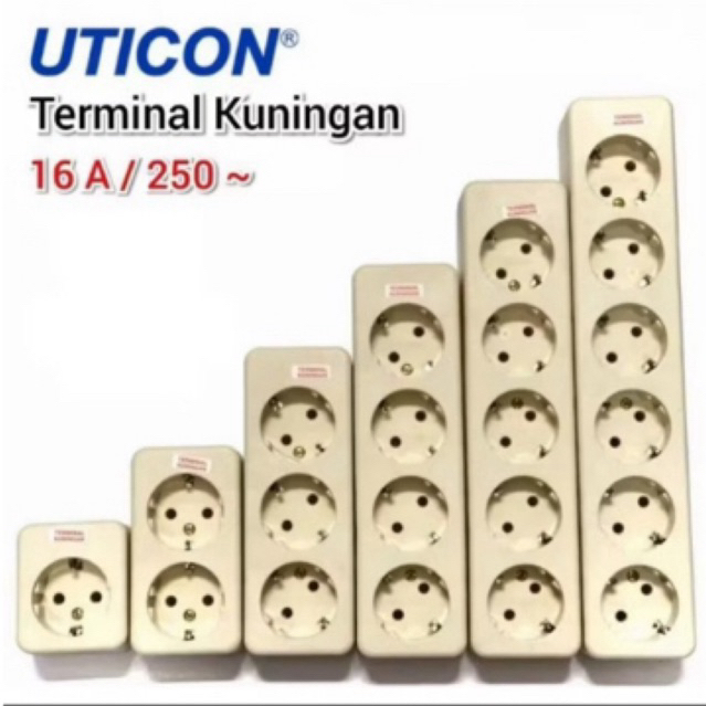 Uticon Stop Kontak 1 2 3 4 5 6 TERMINAL Lubang Terminal Kuningan Colokan Listrik 1-6 Lubang