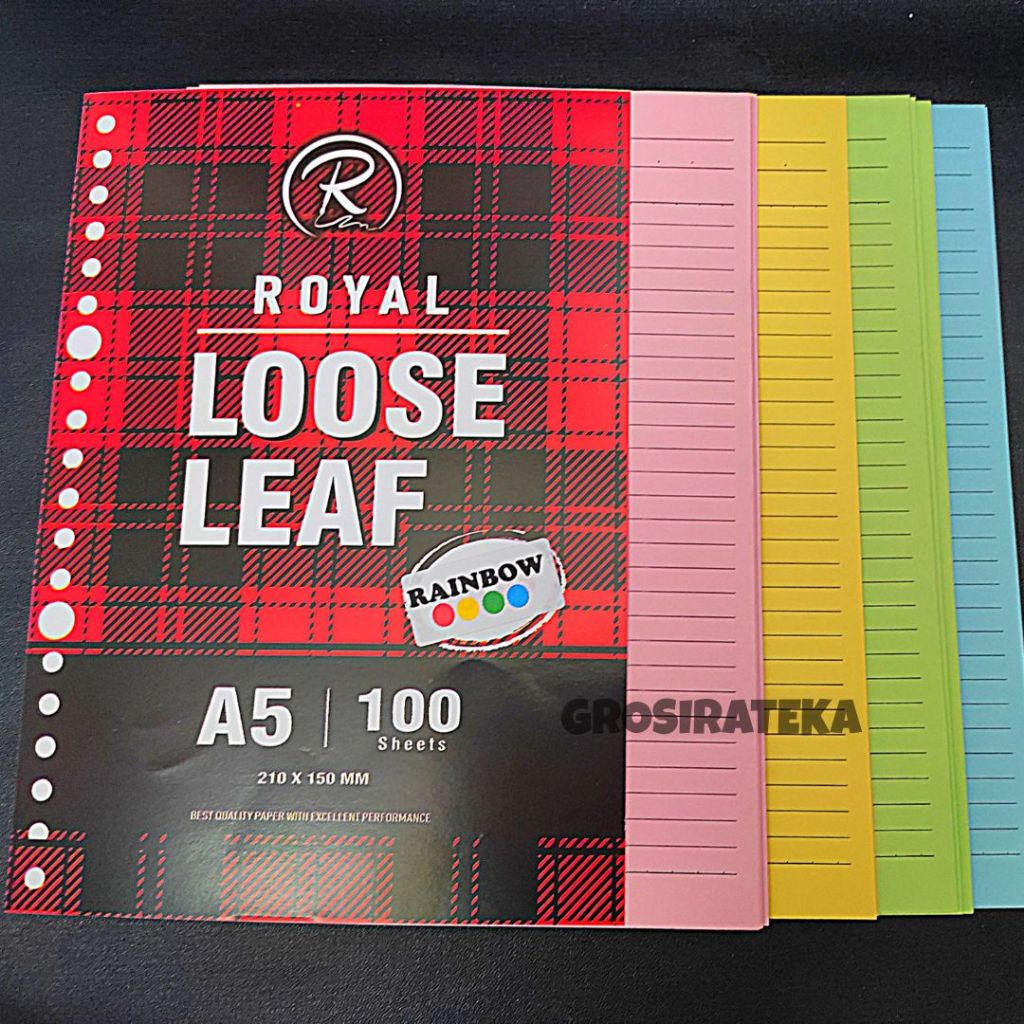 

KERTAS REFILL, ISI BINDER, LOOSE LEAF 100 A5 MIX COLOR ROYAL
