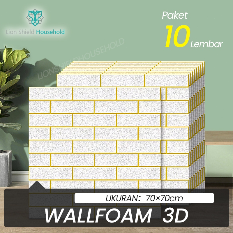 Paket 10 Lembar Wallpaper Dinding Garis emas Ukuran Besar 70cmx70cmx5mm 3D Foam Bata Classic Walpape