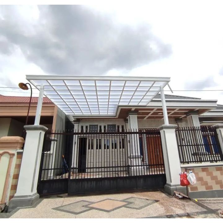 Kanopi kaca sandblasting tempered tebal 8mm sidoarjo surabaya