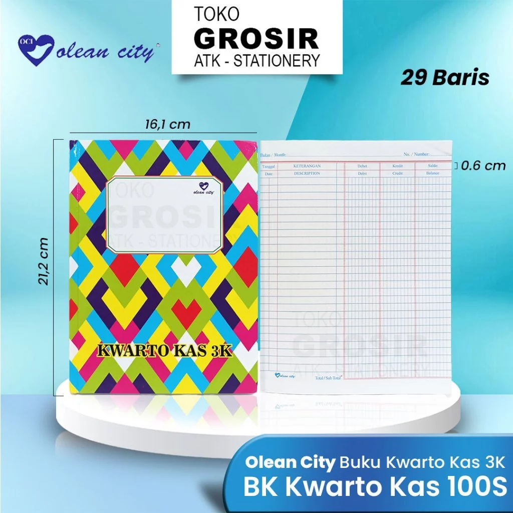

(LIVE) Buku Kas Kwarto 3K Hard Cover Isi 100 Lembar Olean City / OLEAN CITY BK Kwarto Kas 3K 100S 622204KK