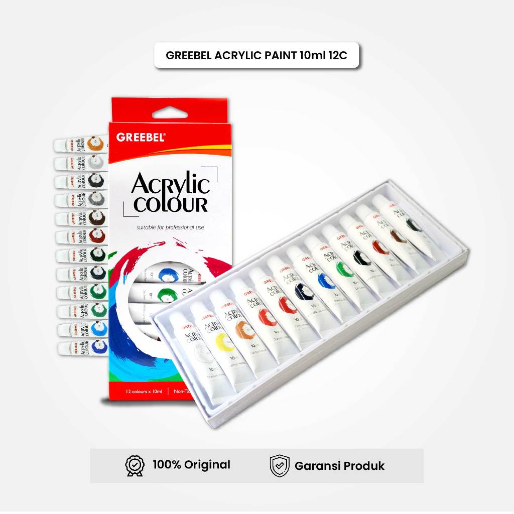 

GREEBEL Cat Lukis Akrilik Set 12 Warna / Cat Acrylic Set (12X10Ml)