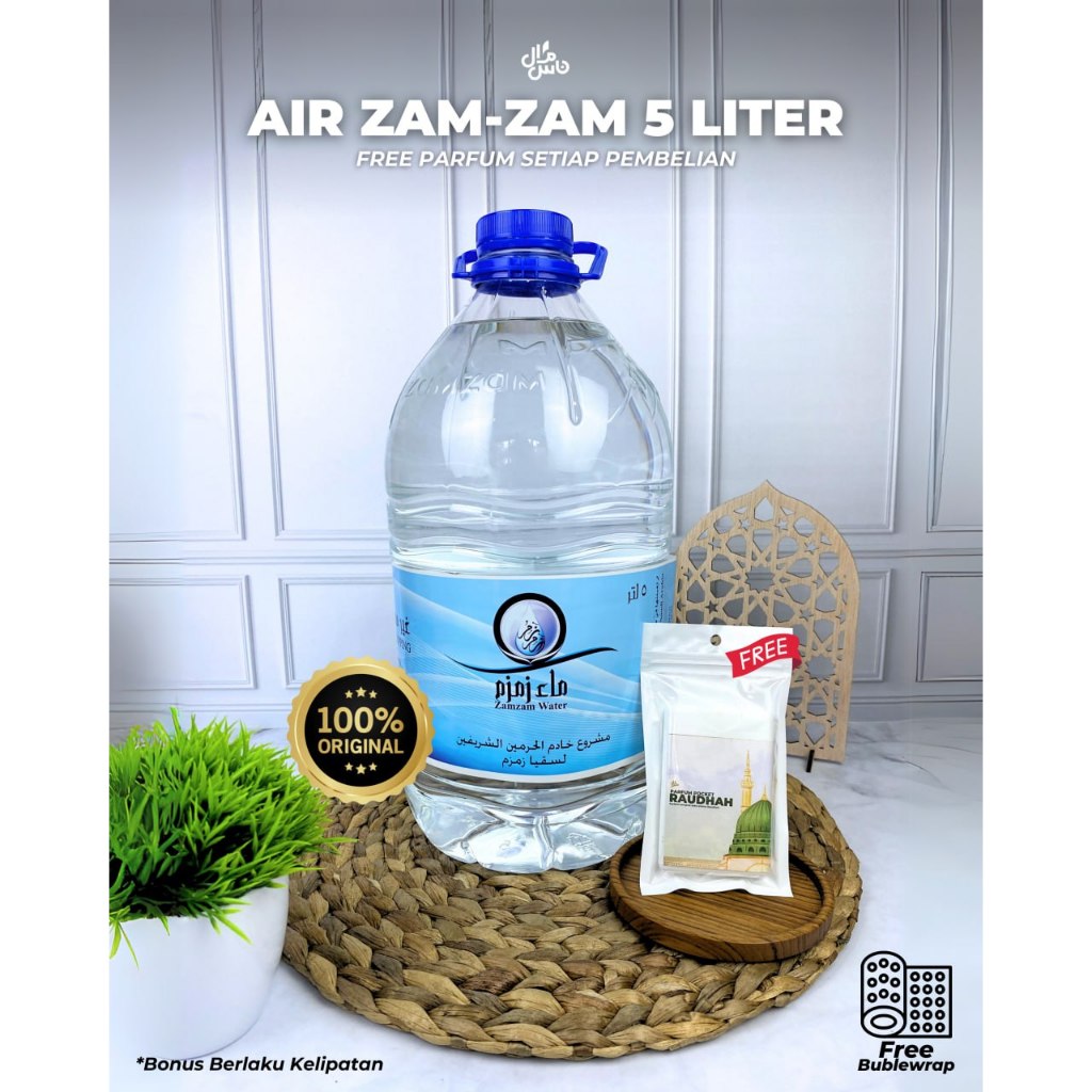 

Air Zam-Zam Model Galon isi Bersih 5 Liter Kualitas Original Asli 100% Import Arab Saudi