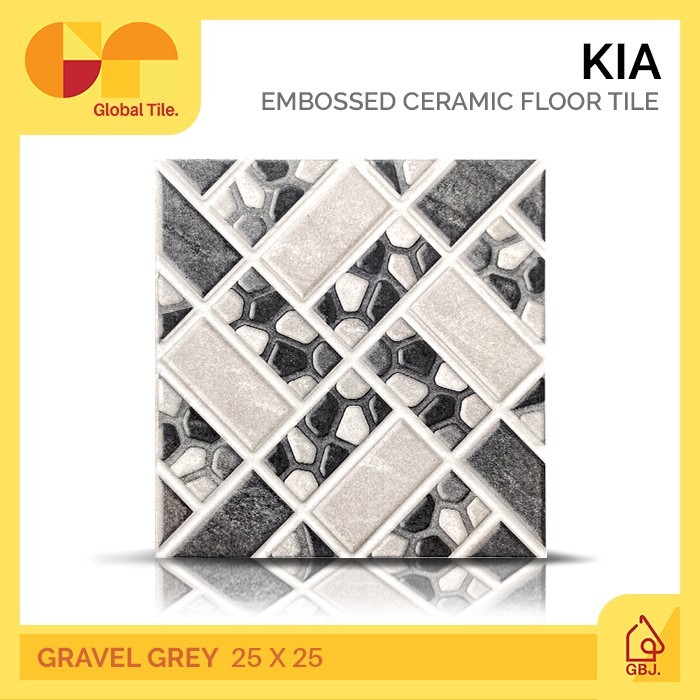 KERAMIK KIA 25 X 25 GRAVEL GREY / KERAMIK LANTAI KAMAR MANDI TERAS HIAS KASAR