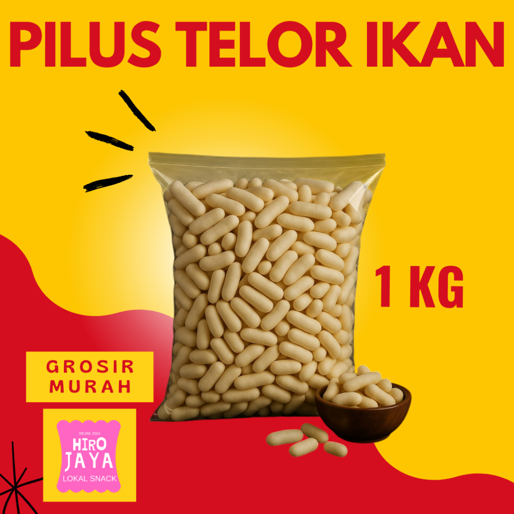 

Snack Pilus Telor Ikan Renyah 500gr / 1kg / 1Bal Makanan Kering Ringan Cemilan Gurih Asin Kiloan Grosir Murah Reseller Bandung Hiro Jaya