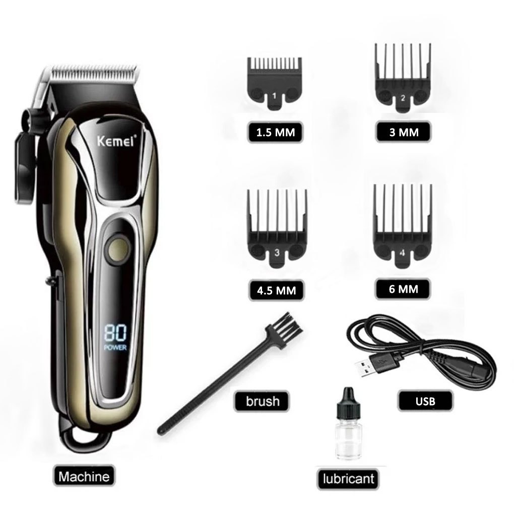 Kemei KM PG 1990 Professional Rechargeable Electric Hair Clipper Cordless KM PG1990 Alat Cukur Rambu