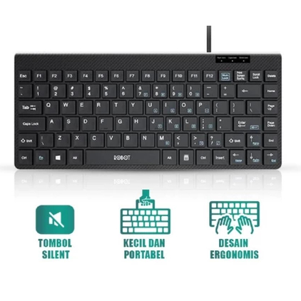 Keyboard Mini USB Robot RK10 Mini USB Wired Keyboard Minimalis Keyboard